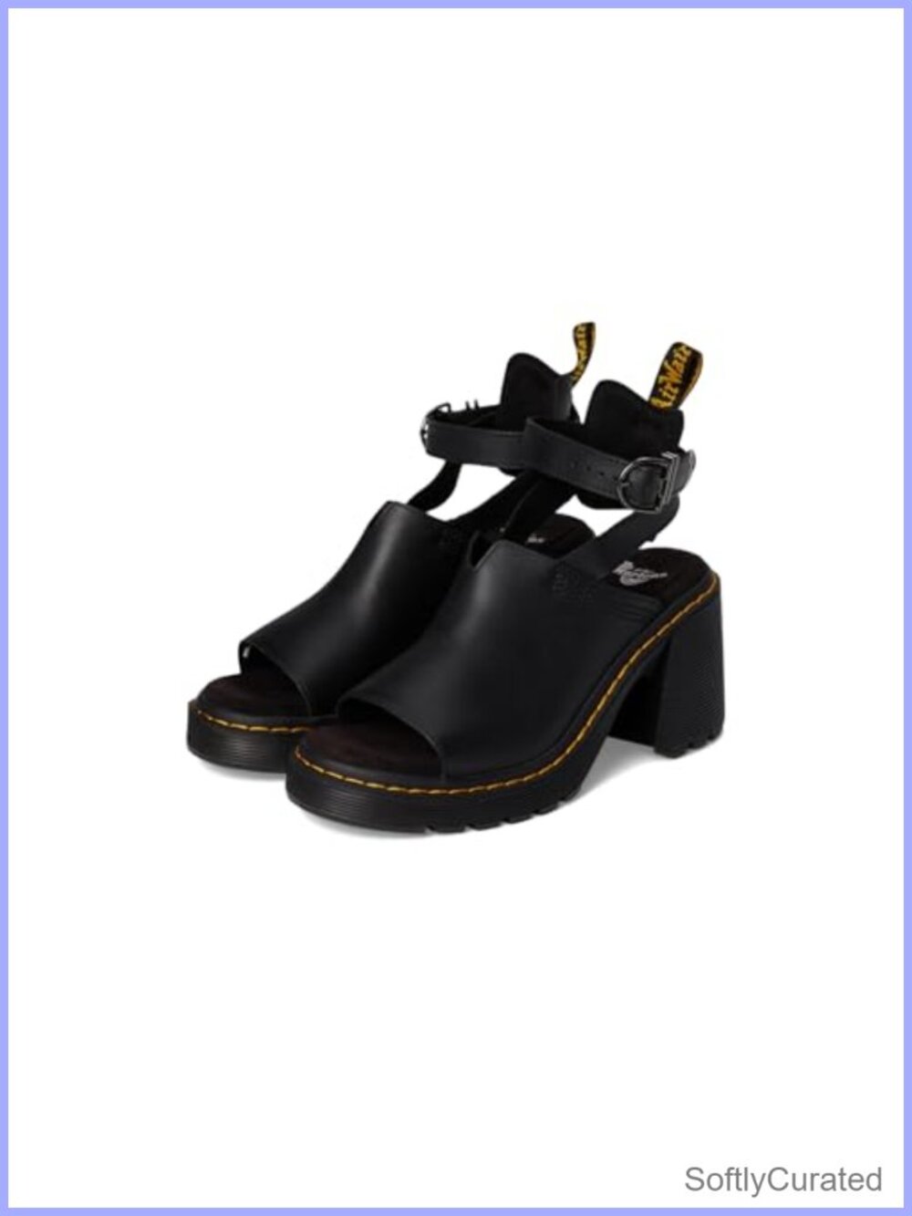 Leather Open Toe Platform Heeled Sandals Ankle Strap Casual Dressy